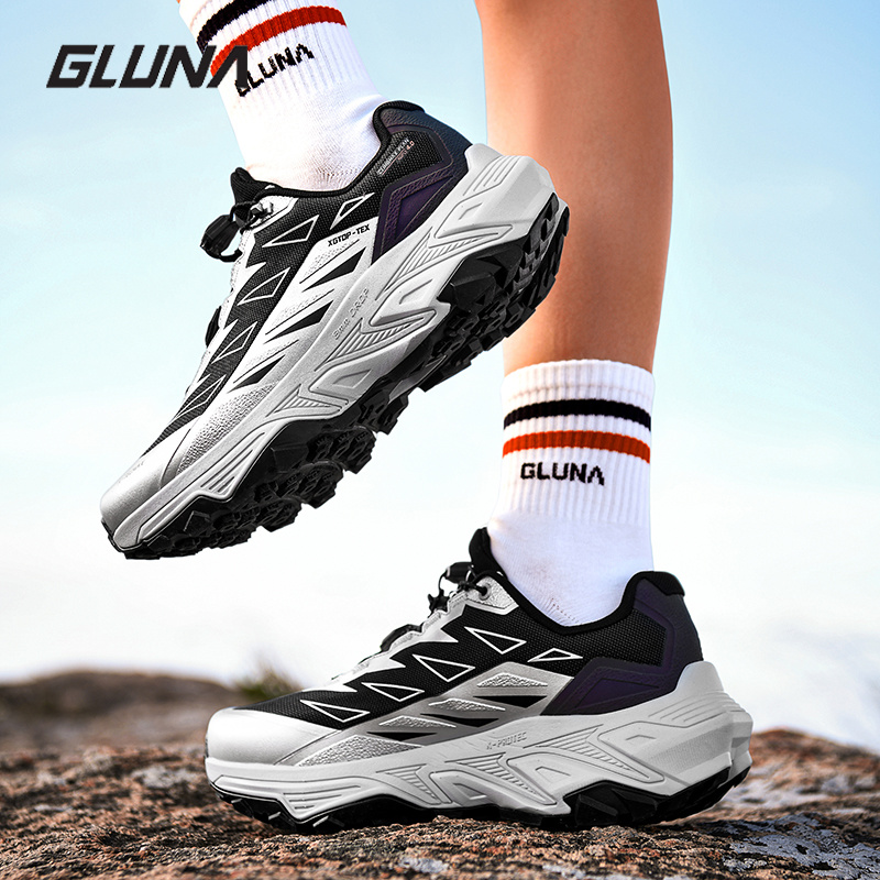 Anti Slip Trail Running Sneakers - GLUNA Full Waterproof Trail Running Shoes
