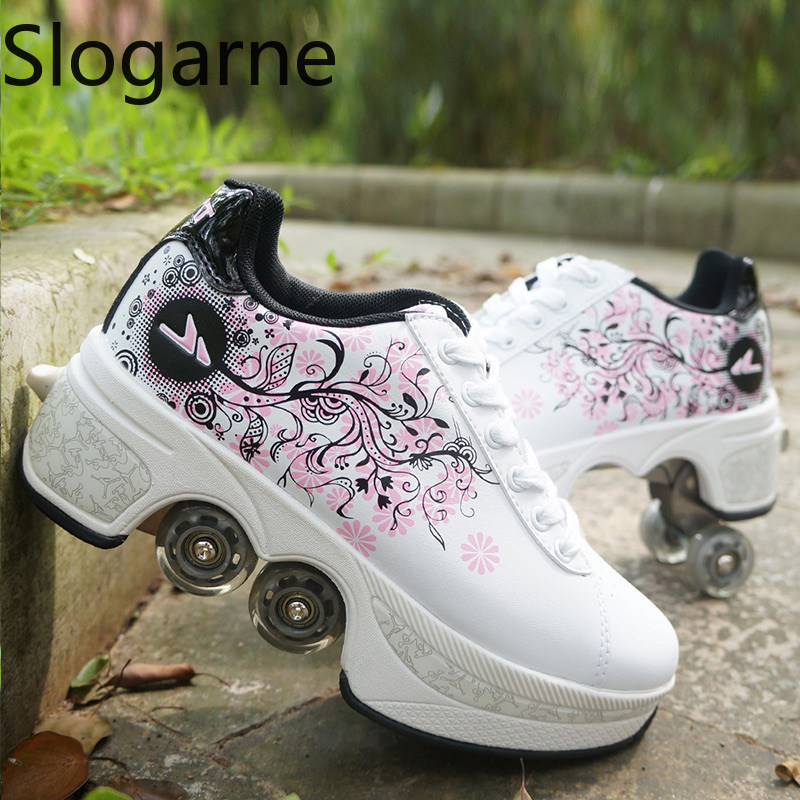 Running Shoes - Women 4 Wheels Deformation Roller Skates