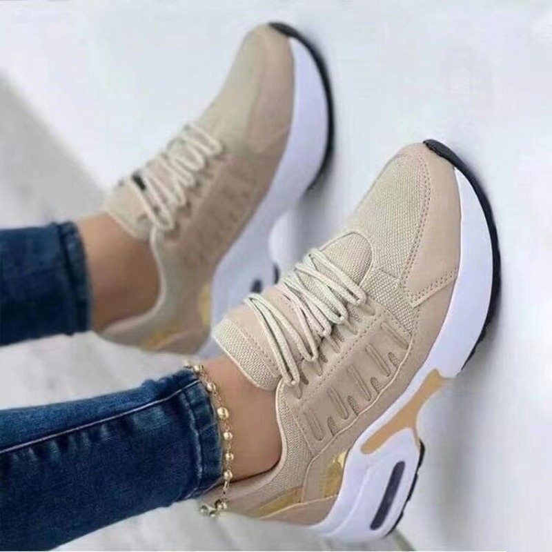 Breathable Mesh Athletic Shoes - Womens Fashion Sneaker Platform Air Cushion