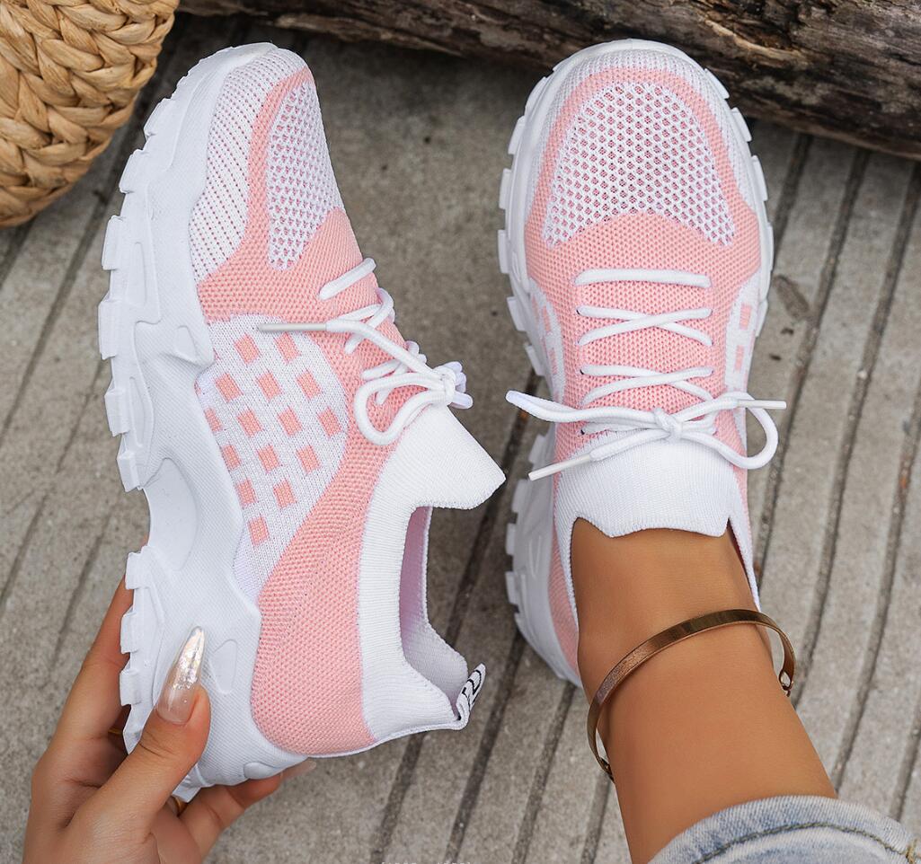 Women's Breathable Knit Mesh S - огляд і ціна Knit Fabric Lace Up Sneakers