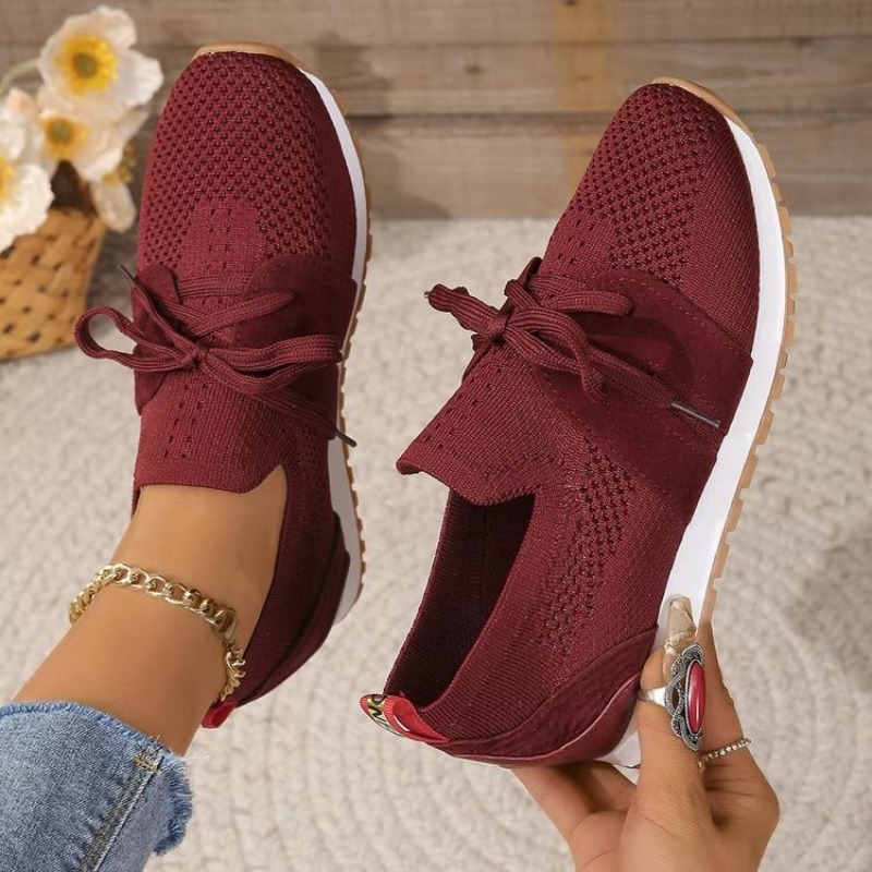 New Black Knit Breathable Wome - огляд і ціна Knit Fabric Lace Up Sneakers