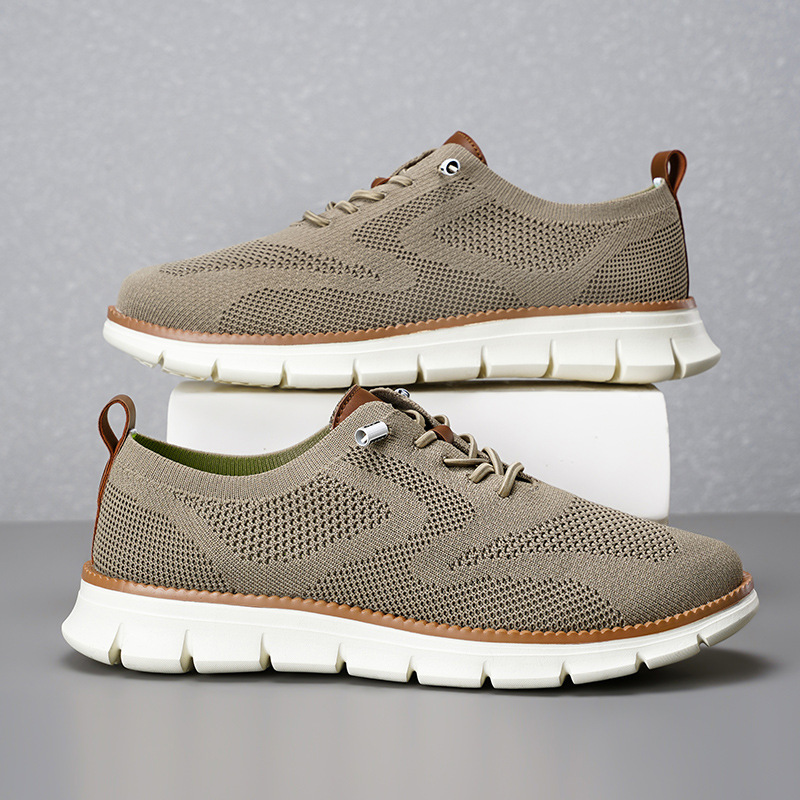 2026 New Men's Breathable Knit - огляд і ціна Knit Fabric Lace Up Sneakers