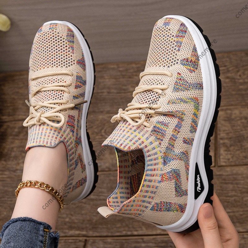 Women's Knit Slip-On Sneakers  - огляд і ціна Knit Fabric Lace Up Sneakers