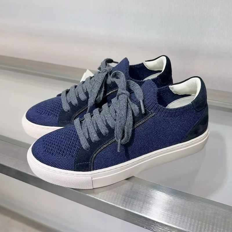 Women Knit Breathable Sneakers - огляд і ціна Knit Fabric Lace Up Sneakers