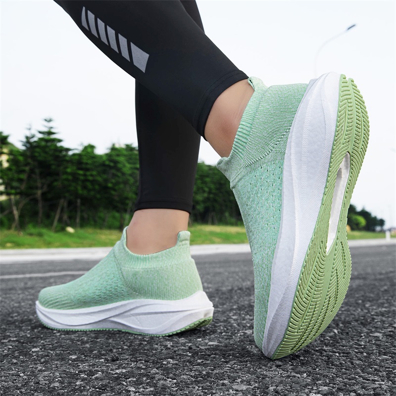 Unisex Slip on Sock Running Sh - огляд і ціна Knit Fabric Lace Up Sneakers