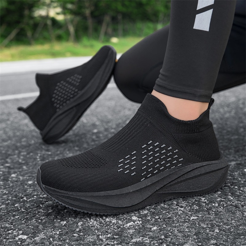 Unisex Slip on Sock Running Sh - огляд і ціна Knit Fabric Lace Up Sneakers