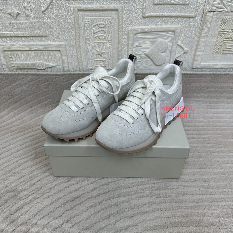 2025 White Knitted Suede Flat  - огляд і ціна Knit Fabric Lace Up Sneakers